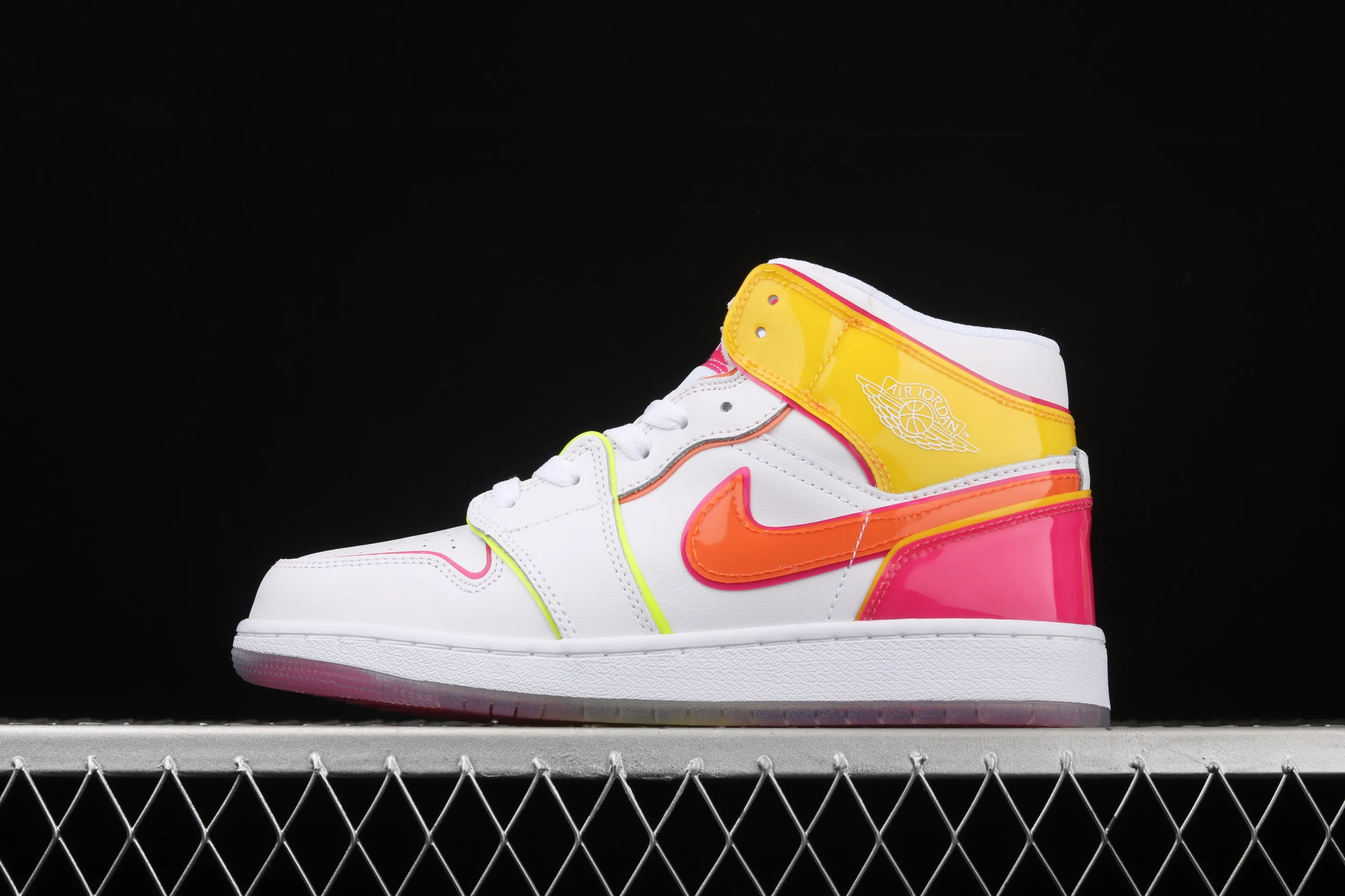 All categories Air Jordan Jordan series basketball shoes Air Jordan 1 Mid Air Jordan 1 Mid AJ1 Joe 1 mid-top white, yellow and pink candy color CV4611-100